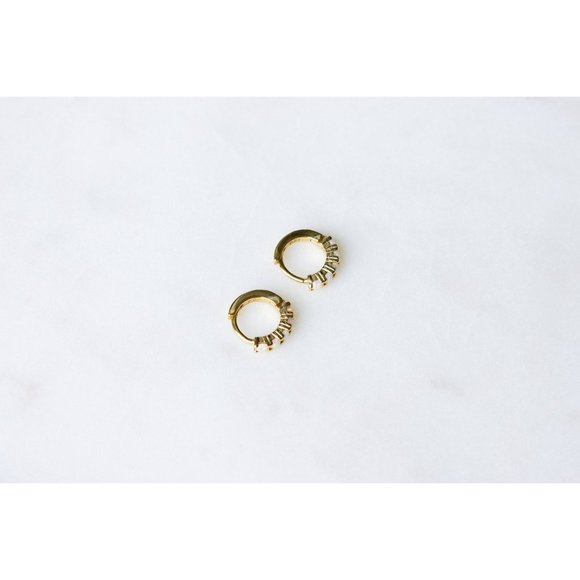 6mm Gold Vermeil Sterling Silver Opal Huggie Hoops, Opal Huggie Earrings - Picture 7 of 9